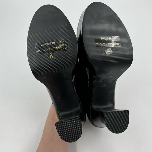 Funtasma Black Faux Patent Leather Mary Jane Platform Heels Size 8 - Picture 6 of 10